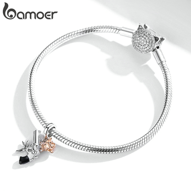 Mặt trang sức Bamoer BSC469 100% bạc 925 hình bướm đính đá lấp lánh thời trang thích hợp làm trang sức vòng tay DIY