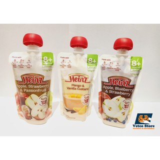 Hoa quả nghiền Heinz dành cho trẻ trên 8 tháng tuổi (Túi 120 gr)