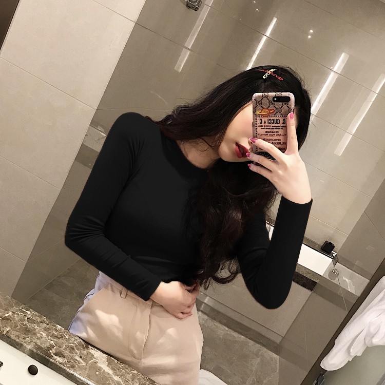 Áo Thun Nữ Kiểu Dáng Body, Dài Tay, Cổ Tròn, Dáng Ôm, Co Giãn 4 Chiều | BigBuy360 - bigbuy360.vn