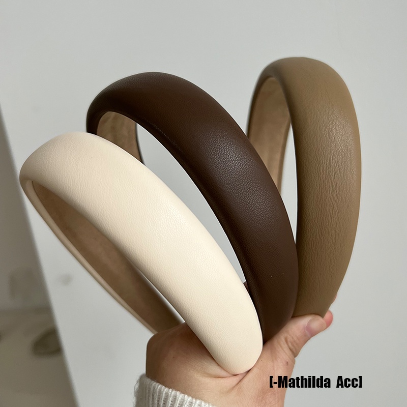 Băng Đô Cài Tóc Bằng Da PU Phong Cách Hàn Quốc Cổ Điển Thời Trang Cho Nữ