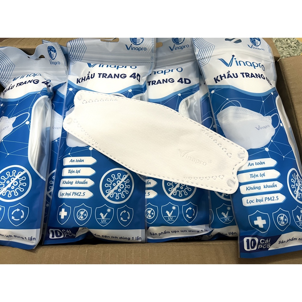 Khẩu trang Y Tế KF94 Vinapro 4D _Kháng khuẩn Cao Cấp _(10 Cái/ 1 Gói)