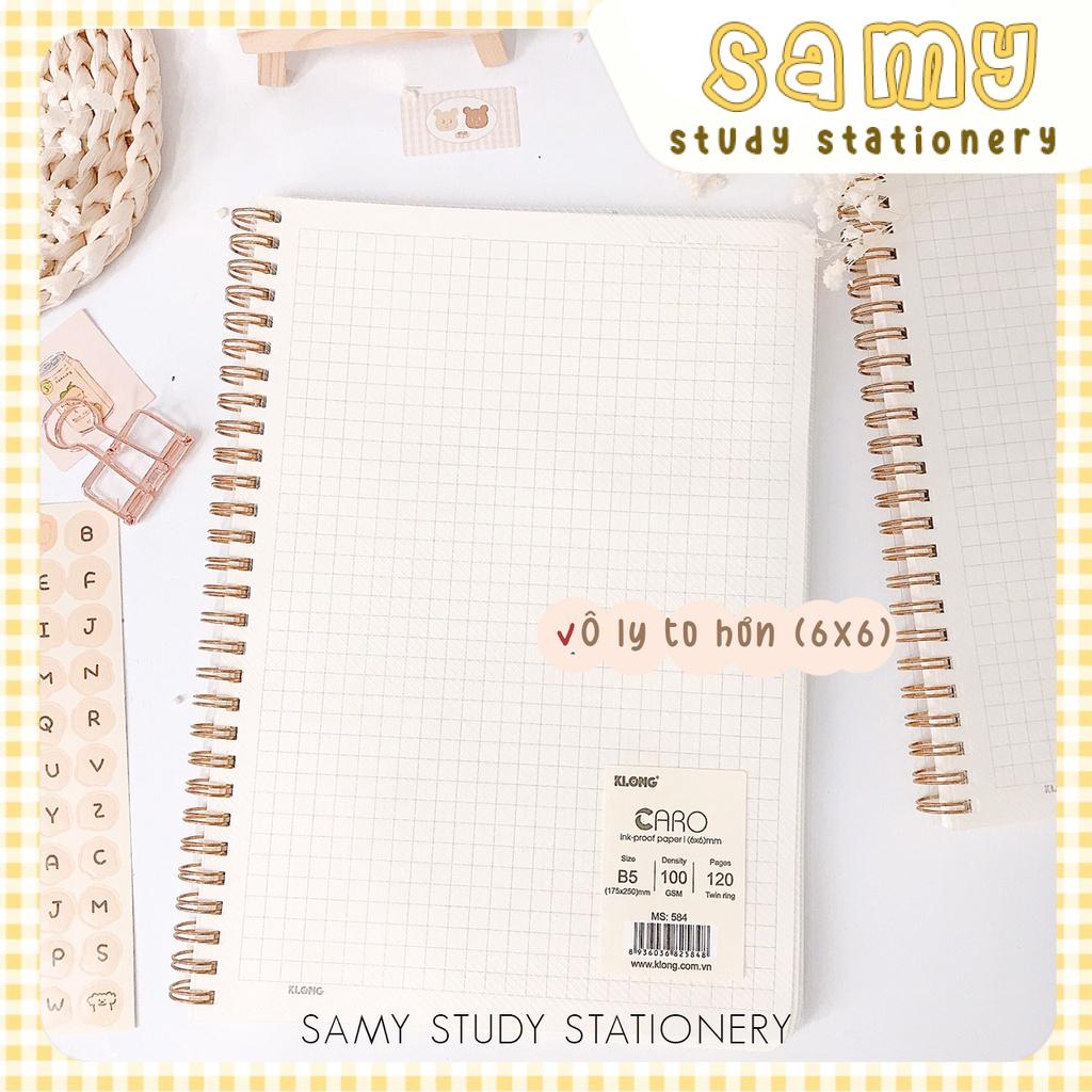 Combo 2 Sổ Caro Ô Ly to (6x6mm) 120 trang size B5 100GSM KLONG ghi chép bài học planner bullet journal