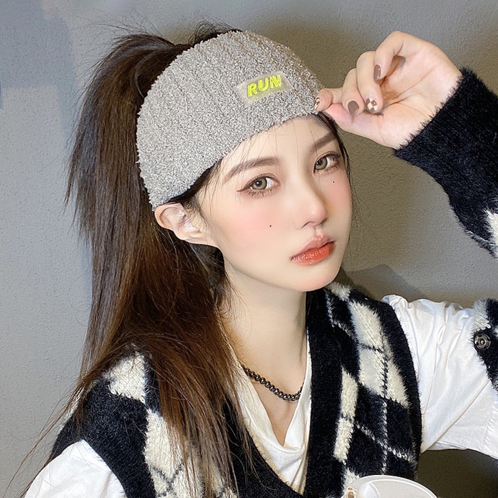 Băng đô đeo trán dệt kim tag Run thiết kế giản đơn phong cách Hàn Quốc năng động