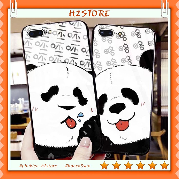 Ốp đôi iph one kính cường lực gấu trúc cho iph one 6 s plus 7 8 plus Xr X s max 11 11 pro max 12 mini 12 pro max Se2