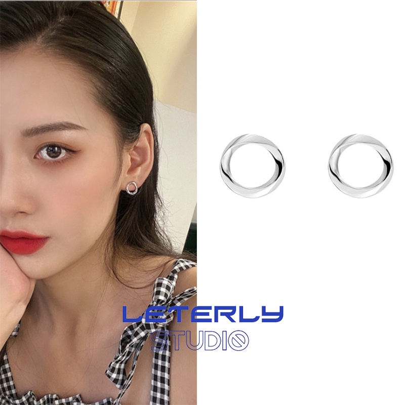 Khuyên tai mạ bạc 925 họa tiết tròn C414