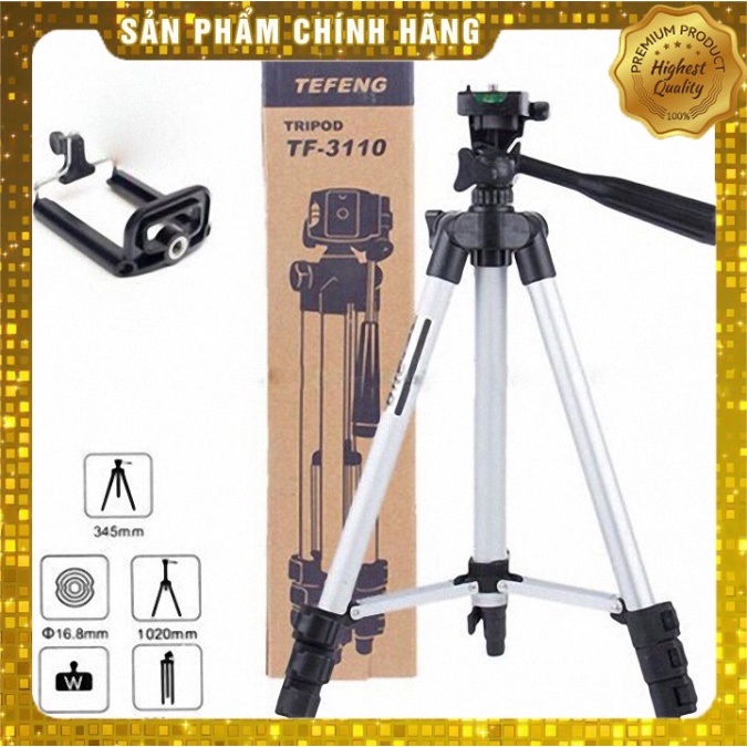 Gậy 3 chân chụp hình máy ảnh, điện thoại Tripod TF - 3110, Tripod chụp ảnh livetream, Chân đế điện thoại quay tiktok