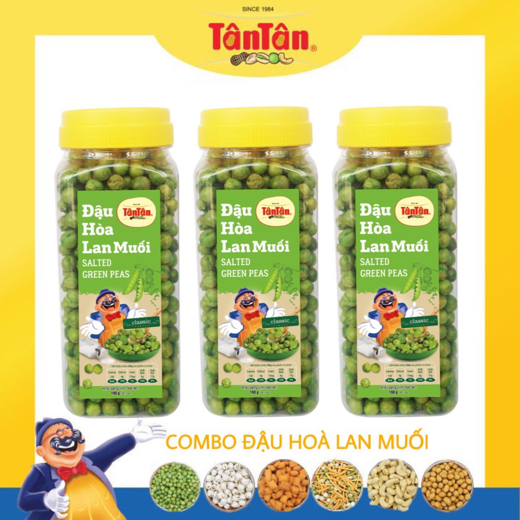 Combo 3 Hũ Đậu hòa lan muối Tân Tân - 190g x3
