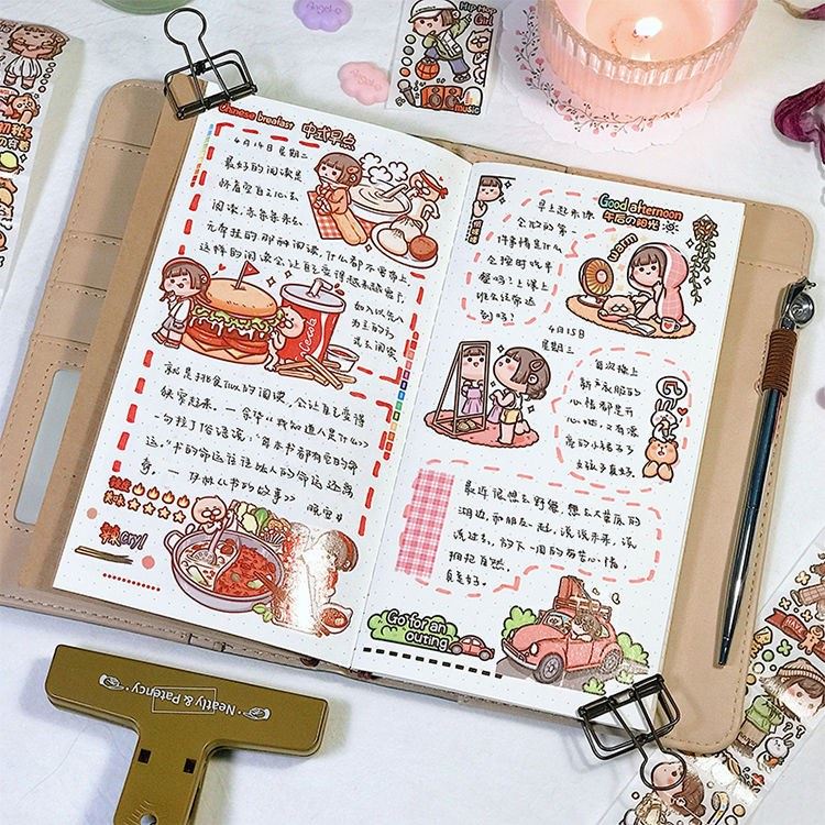 Chiết Washi Tape họa tiết em bé Mochi đáng yêu trang trí sổ tay, Chiết chu kỳ băng dán trang trí Small Mochi xinh xắn