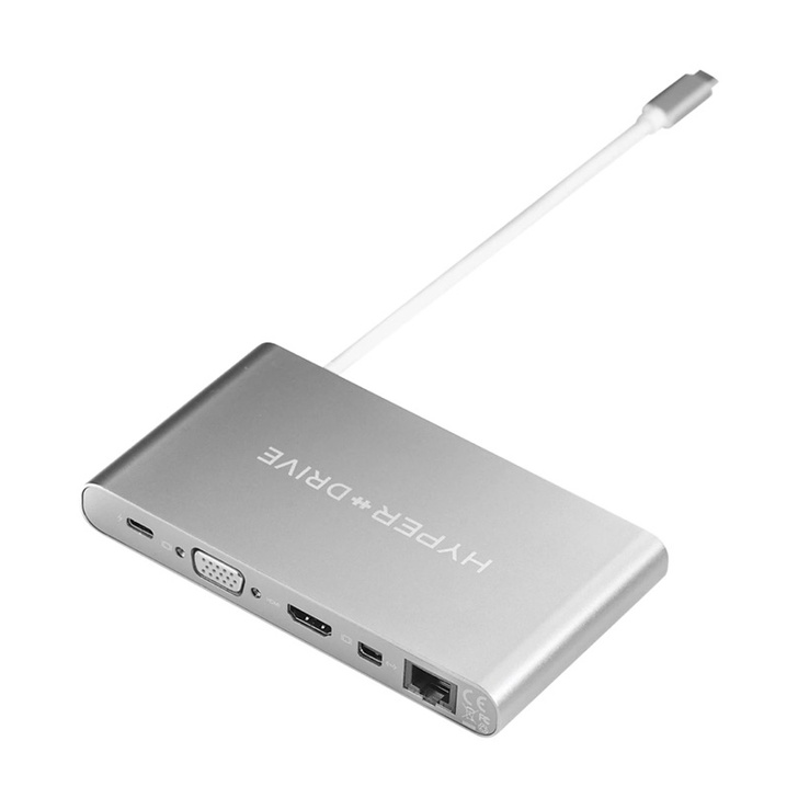 Cổng Chuyển HyperDrive Ultimate USB-C Hub For MacBook, PC, USB-C Devices - Xám (GN30-GREY) - Hàng Chính Hãng