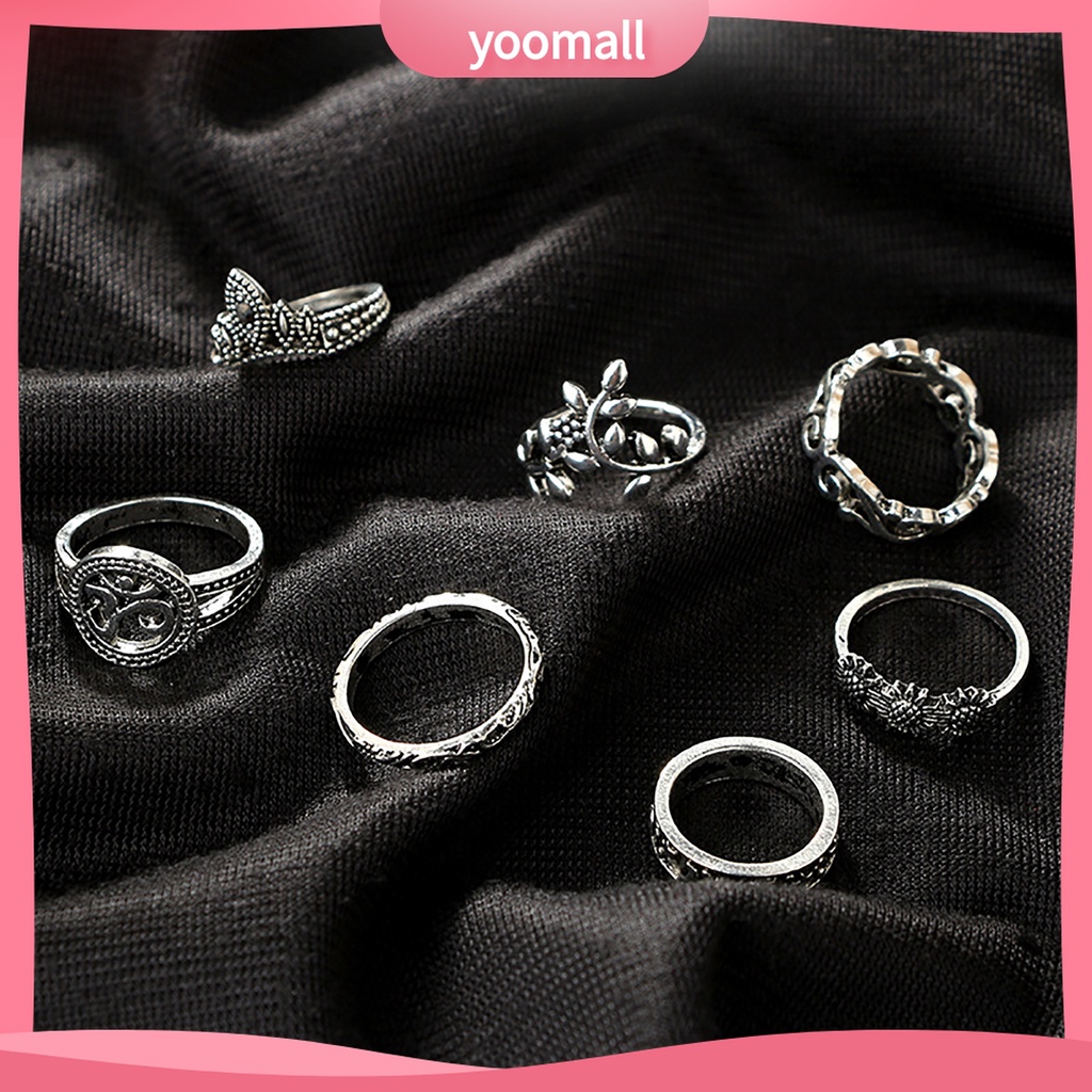 Yomall♡ Set 9 Nhẫn Đeo Khớp Ngón Tay Nhiều Màu Sắc Phong Cách Bohemian