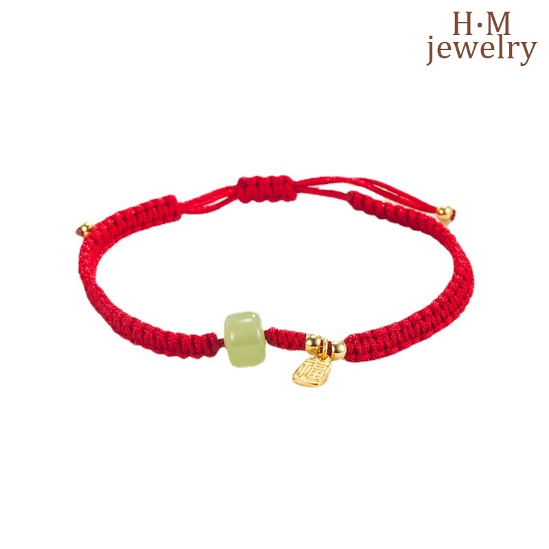 Vòng Tay Dây Đỏ Đính Đá Ngọc Bích 2022 Thời Trang