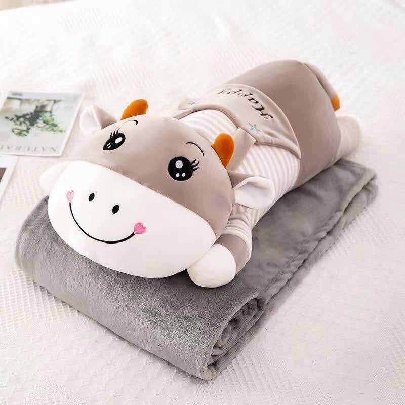 Bộ Chăn Gối 2in1 Chăn Gối Văn Phòng Trâu Mặc YếmGấu Bông Voi Con Dễ Thương Cute 35 cm