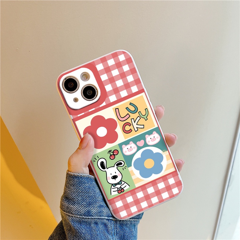 Ốp iphone caro kẻ đỏ Lucky cho ốp iphone 6/6plus/6s/6splus/7/7plus/8/8plus/x/xr/xs/11/12/13/pro/max/plus/promax