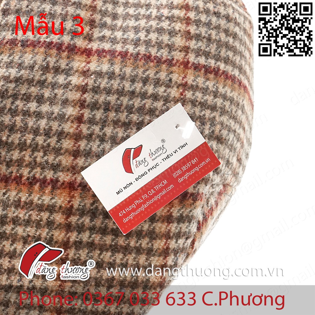 Mũ nồi nam DẠ DÀY DẶN caro bere beret nỉ dạ cho người trung niên, cao tuổi phong cách cổ điển màu NÂU CARO
