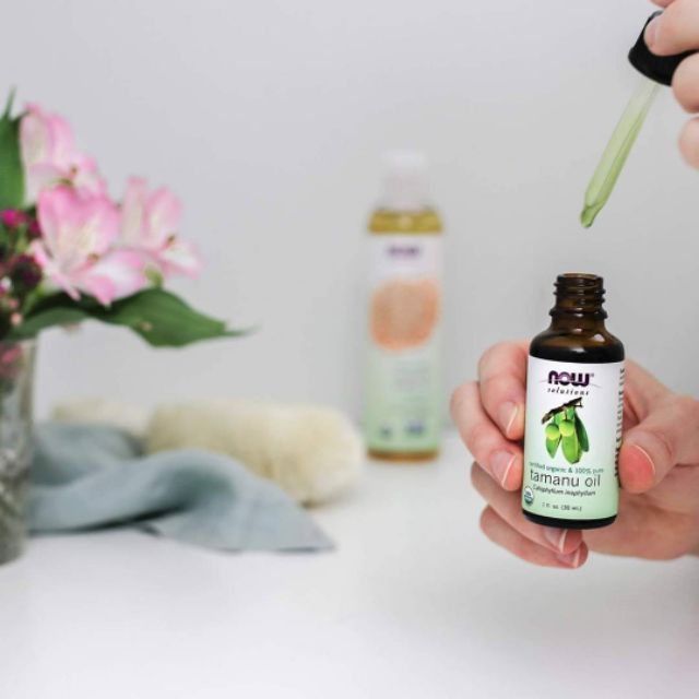 Dầu mù u NOW Solutions - Organic Tamanu Oil dùng dưỡng ẩm da, giảm sẹo thâm