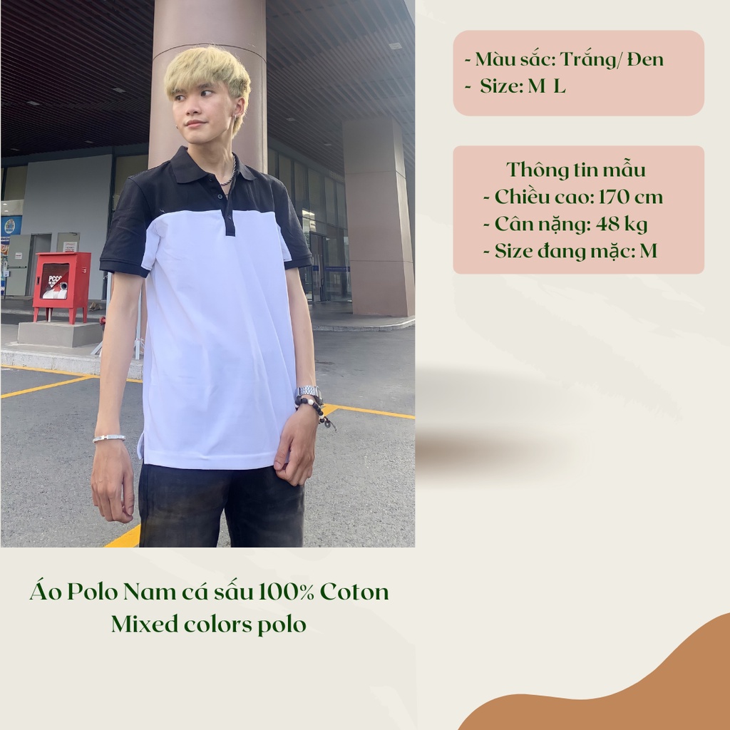 [SIEUSALE] Áo Polo Nam vải cá sấu 100% Coton, áo polo phối 2 màu | Mixed colors polo