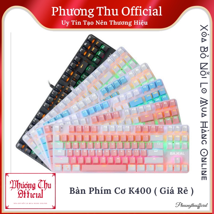 Bàn Phím Cơ Gaming K400 Chống Nước, Tích Hợp Đèn Led Đồi 10 Chế Độ Nháy Bảo Hành 12 Tháng