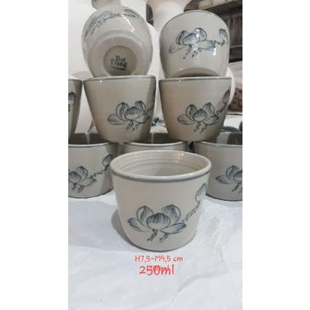 2 cốc uống nước 250ml, hàng gốm sứ Bát Tràng vuốt tay