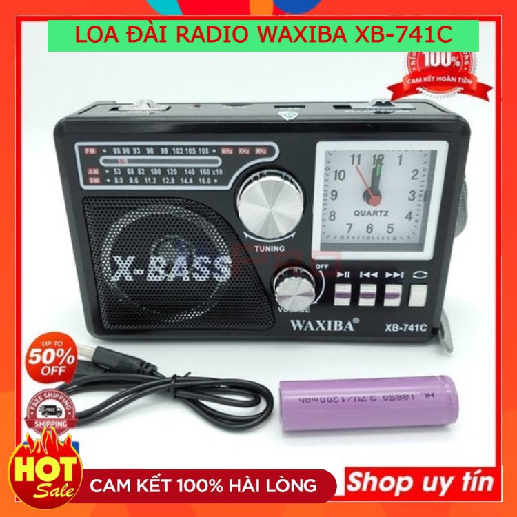 Đài Radio WAXIBA XB-741C, Đài Radio-Thẻ Nhớ-USB-MP3-Đèn pin ( Tặng Dây Sạc, Pin Sạc) Bảo Hành 6 Tháng