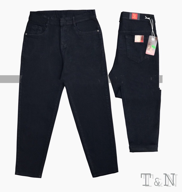 Quần Jean Baggy nữ dài dành cho Big size màu đen tuyền lưng cao co dãn mạnh 3979 | BigBuy360 - bigbuy360.vn