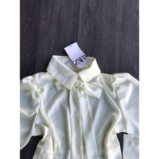 Áo sơ mi Zara cao cổ vải lụa thái (SHIRT WITH BOW)