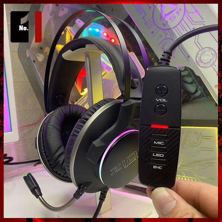 Tai Nghe Headphone Gaming Chụp Tai Có Mic ZIDLI ZH23 Led Rgb Tai Nghe Chơi Game Máy Tính Laptop Có Dây