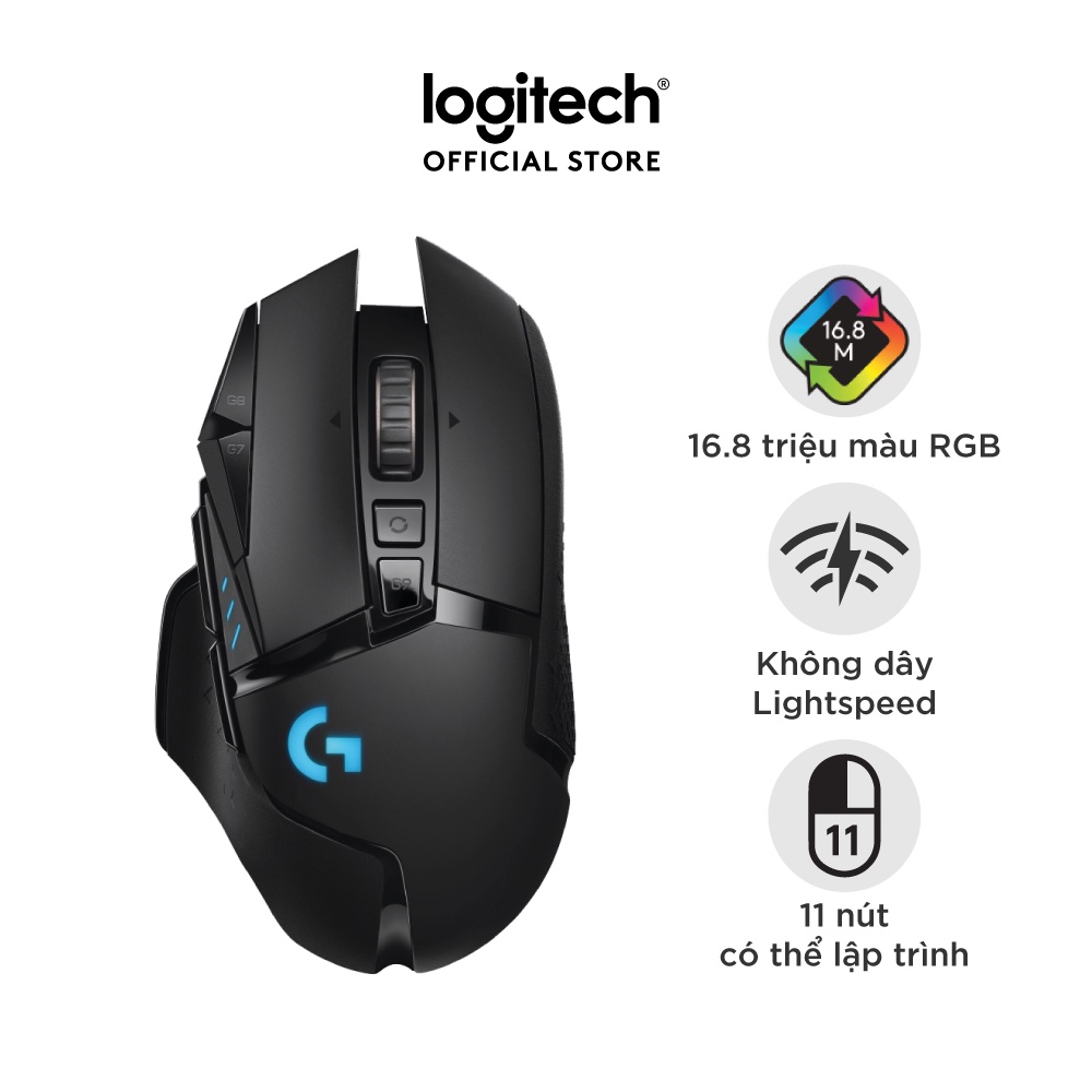 Chuột game không dây Logitech G502 - RGB, 11 nút lập trình, tùy chỉnh trọng lượng