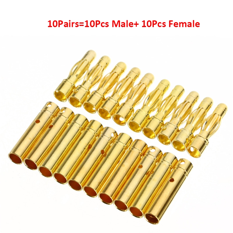 10Set/20pcs 2/3/3.5/4mm Gold-Plated Bullet Banana Plug Male Female Bullet Banana Connector Model Battery Plug for RC Battery Motor | BigBuy360 - bigbuy360.vn