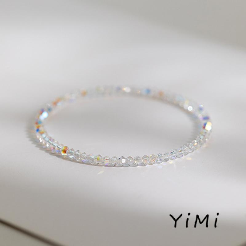 Vòng Tay Chuỗi Hạt Pha Lê Giả Thủy Tinh Mũi Nhọn 4mm Thiết Kế Đơn Giản Sang Trọng