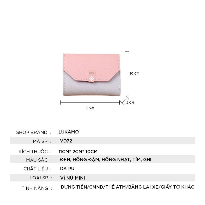 Ví nữ mini cute đẹp cầm tay thời trang cao cấp nhỏ gọn bỏ túi LUKAMO VD72