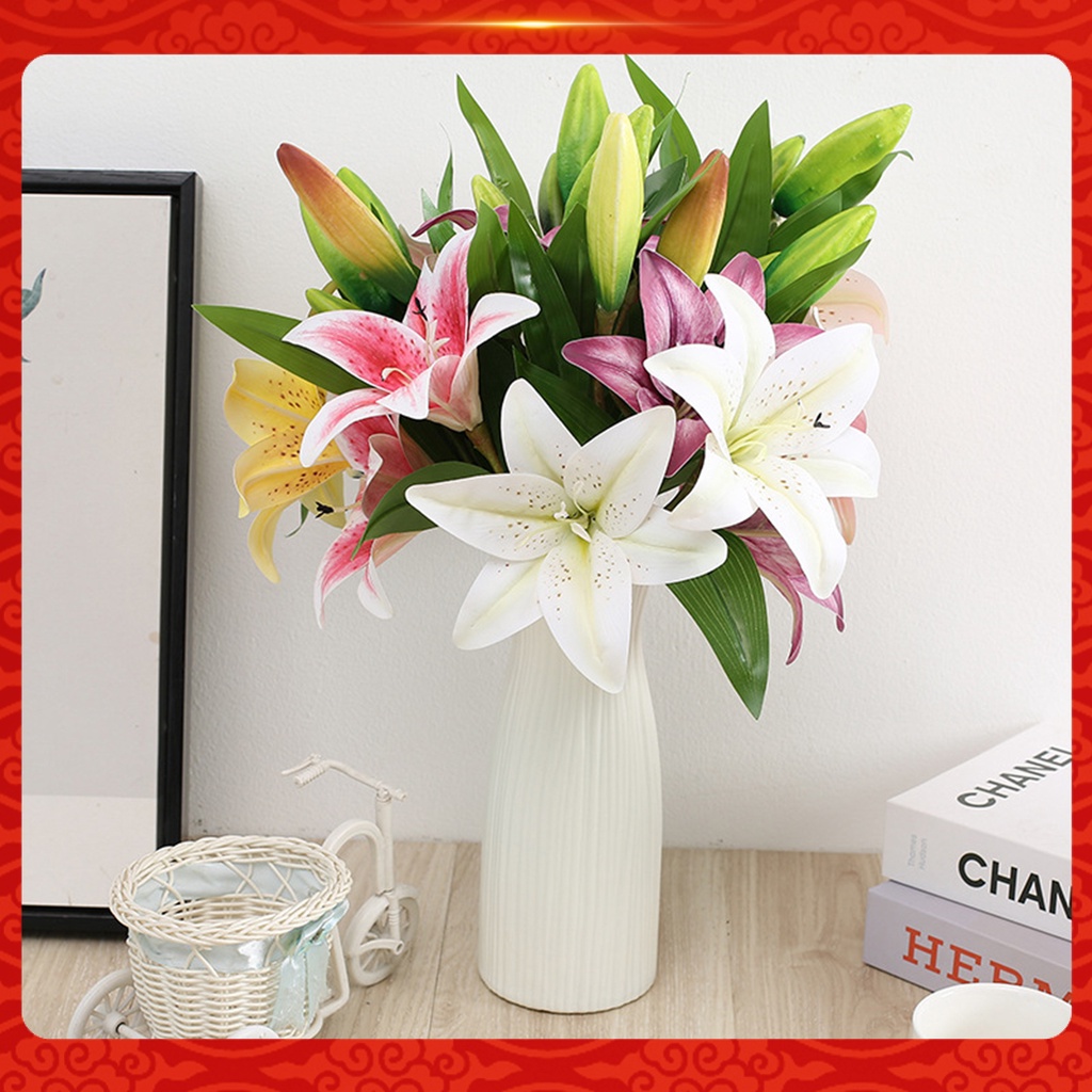 1 Nhánh Hoa Lily Giả Trang Trí Nội Thất Đẹp Mắt