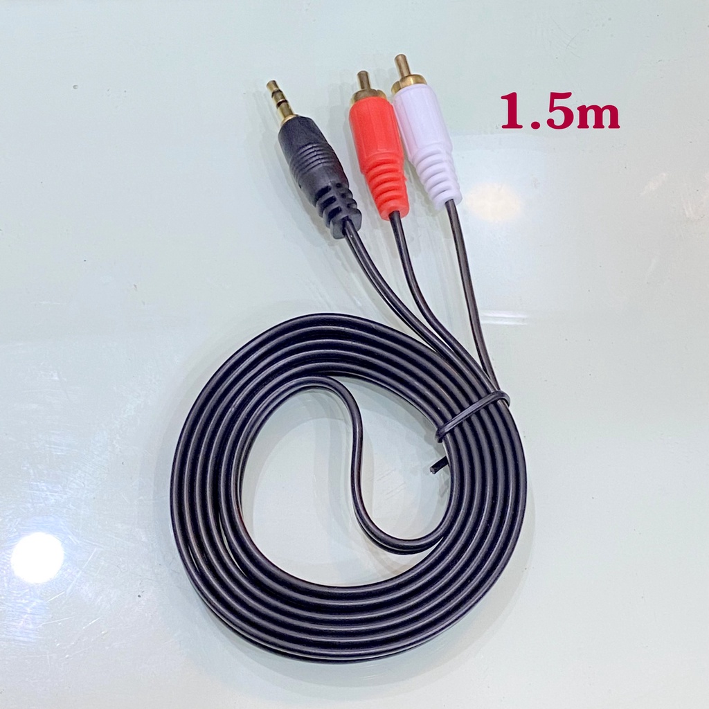 Dây AV 3m 5m điện thoại ra loa âm ly. Dây AUX từ chân tròn 3,5 ra hai chân bông sen - KLH home