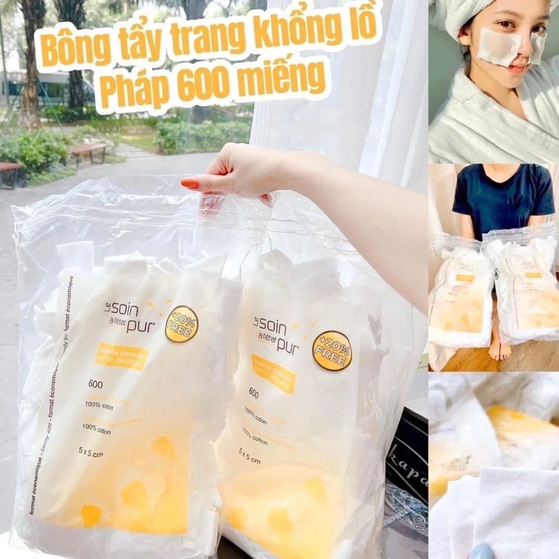 Bông Tẩy Trang Pháp Tetra Le Soin Laretat Pur 600 Miếng - Tic Medical Skincare