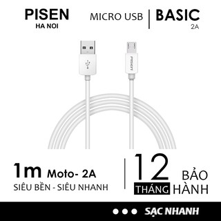 Dây cáp sạc Pisen Micro USB 1000mm Moto-2A cho điện thoại Chính Hãng