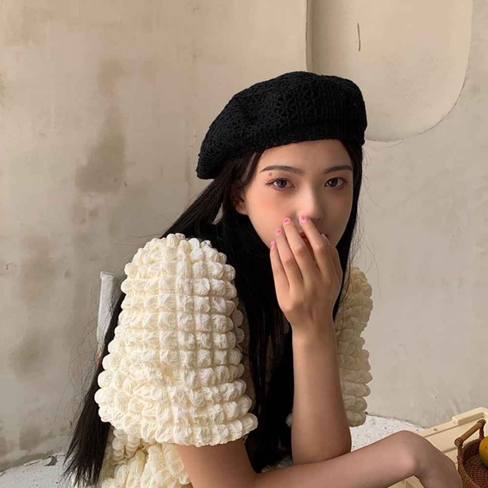 IVORY Mũ Beret Mỏng Màu Trơn Thời Trang Mùa Hè Cho Nữ