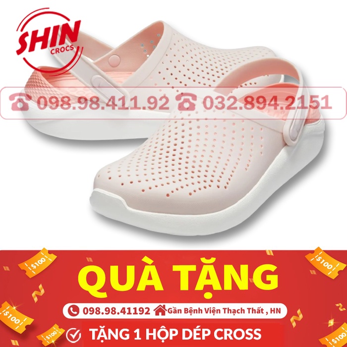 dép cross💖FREESHIP💖 dép cross quai ngang họa tiết hồng nhạt đế trắng SHINCR8012 tặng thêm 1 hộp dép cross