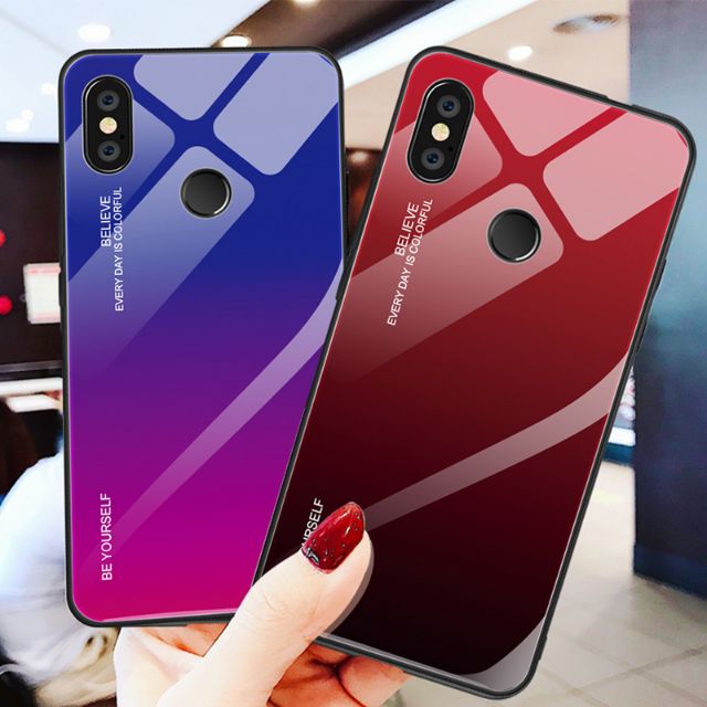 Ốp kính đa sắc cho Xiaomi A2 Lite / Redmi 6 Pro cao cấp viền dẻo