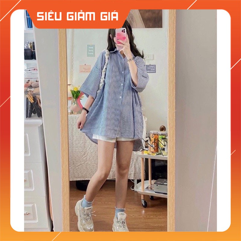 Áo Sơ Mi Kẻ Chất Đũi Xốp Tay Lỡ M063-Teen 888