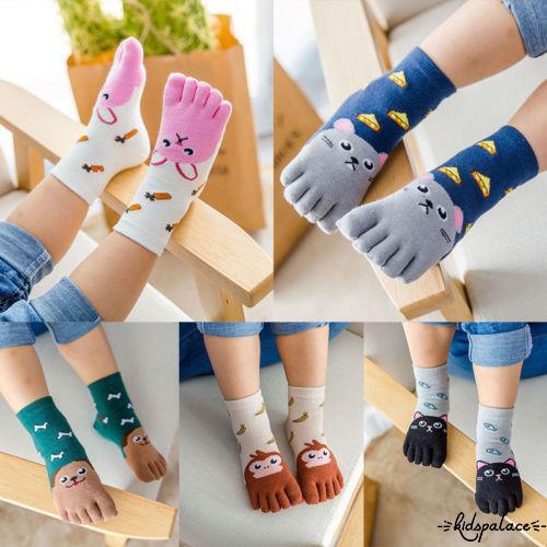Vớ cotton xỏ 5 ngón in hình động vật đáng yêu cho bé