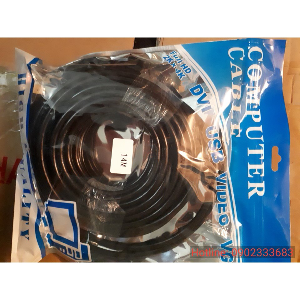 Cáp hdmi 14m full hdm | dây hdmi 14m tròn đen
