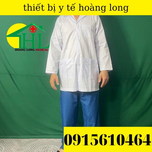 Áo Blouse (Blue) Y Tá Nam/Nữ Dài Tay Dáng Ngắn