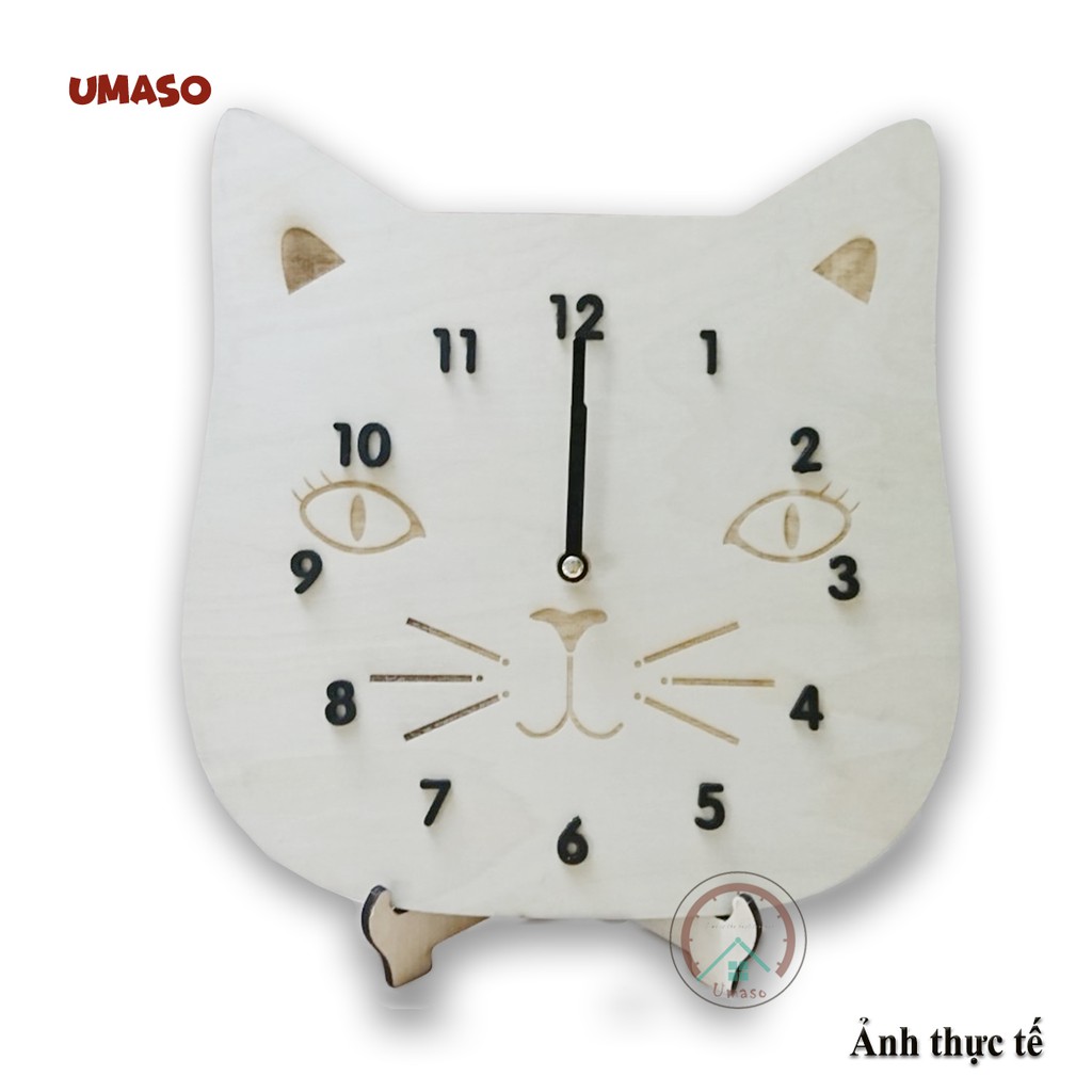 Đồng hồ  trang trí treo tường để bàn đẹp cute phong cách hiện đại UMASO [Tặng kèm móc treo và Pin]