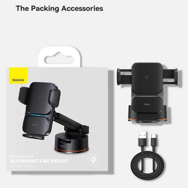 Gía đỡ điện thoại kiêm sạc không dây cao cấp Baseus gắn cửa gió điều hòa hoặc tap logo ô tô - CHÍNH HÃNG
