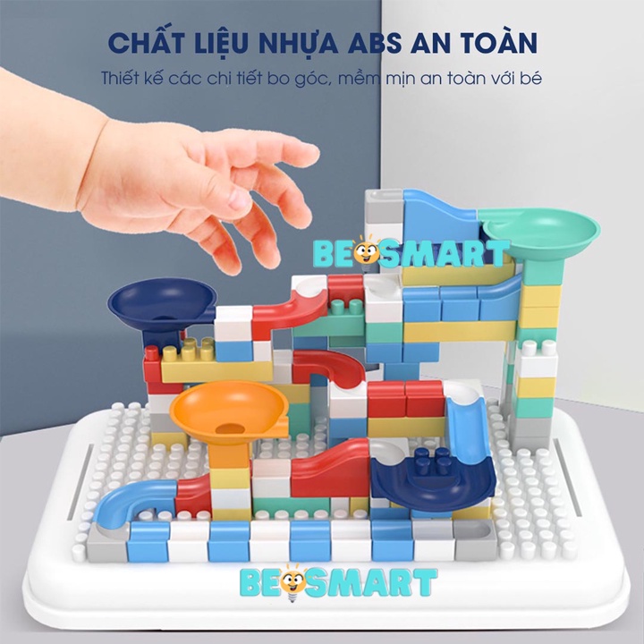 [HOT 2023 SALE SỐC] Bộ bàn lắp ráp 142 chi tiết cho bé, đồ chơi lắp ráp cầu trượt thả bóng đồ chơi trí tuệ cho