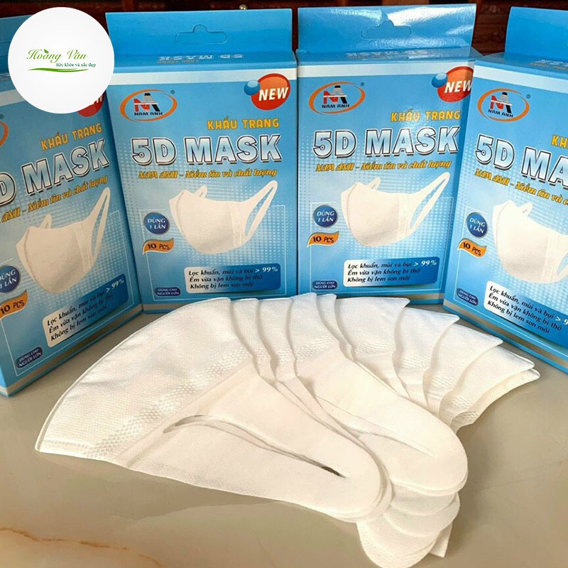 Khẩu trang y tế kháng khuẩn 3 lớp Famapro 5D Mask dây vải - Hộp 10 cái