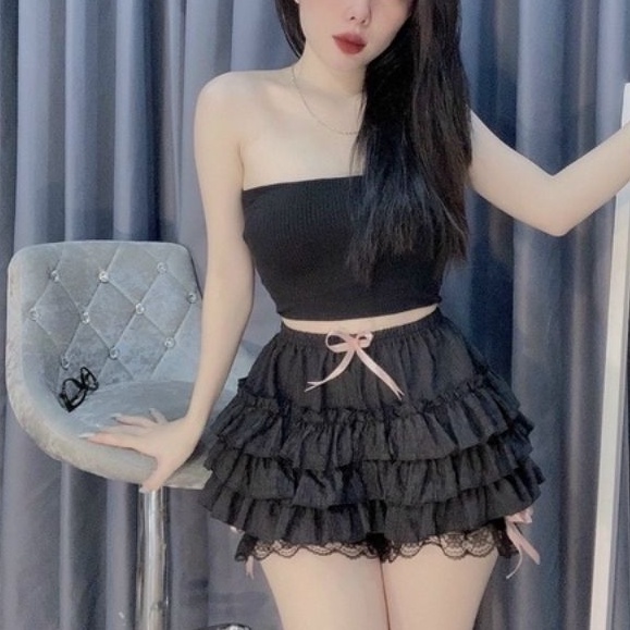 Quần Shorts Ren bèo 3 tầng QC cao cấp siêu Xinh