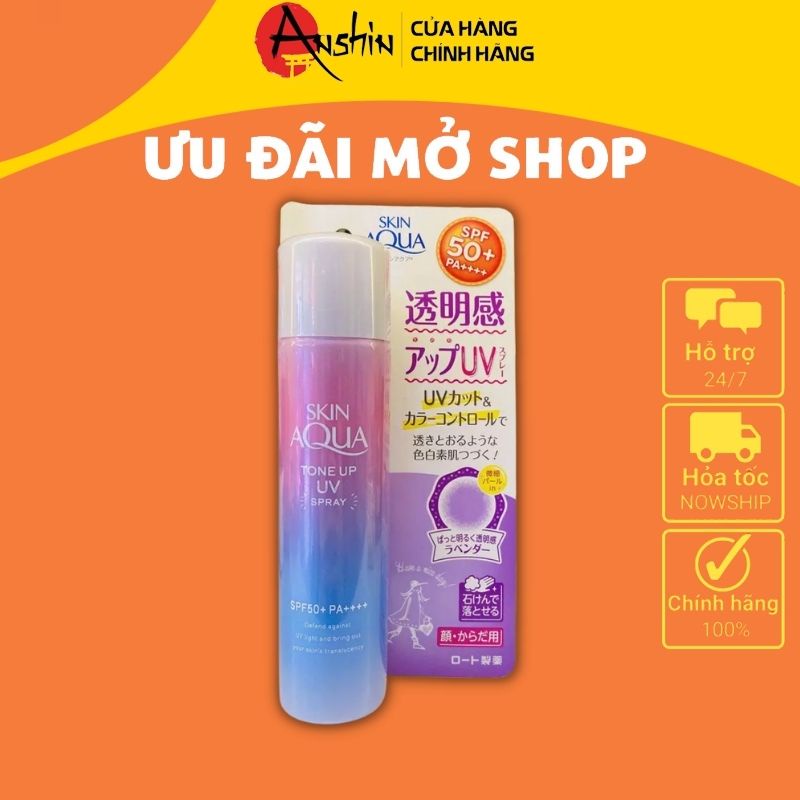 Xịt chống nắng Skin Aqua Tone Up UV Spf50+PA++++ - 70g nâng tông da - Anshin