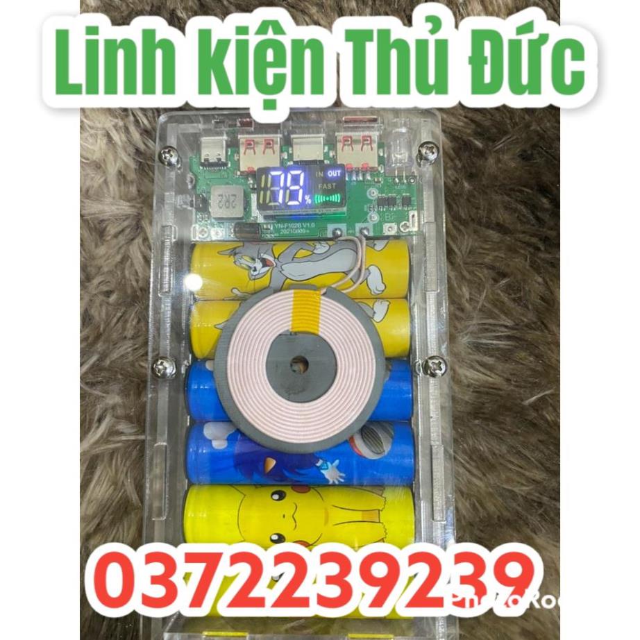 lktd BN. (ĐỌC KĨ LƯU Ý ) Box sạc dự phòng mica trong suốt mạch sạc không dây , 2 cổng sạc nhanh QC 3.0.