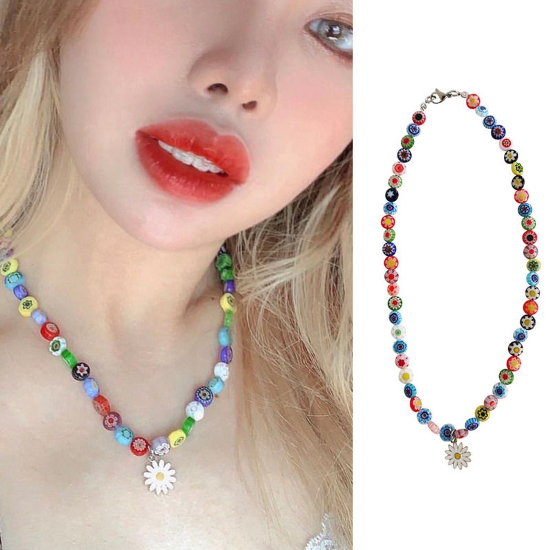 Vòng Cổ Mặt Hình Hoa Cúc Phong Cách Hip Hop Hàn Quốc