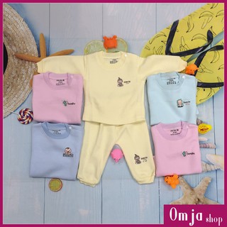 Bộ Quần, Áo Nỉ Xốp Dài Tay, Cúc Bấm Vai Cho Bé 3-12KG